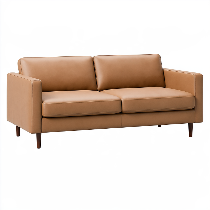 Canapé 2 places 170 x 85 x 82 cm aspect cuir camel style contemporain
