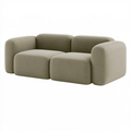 Canapé 2 places 190 x 100 x 72 cm en tissu vert kaki - design arrondi