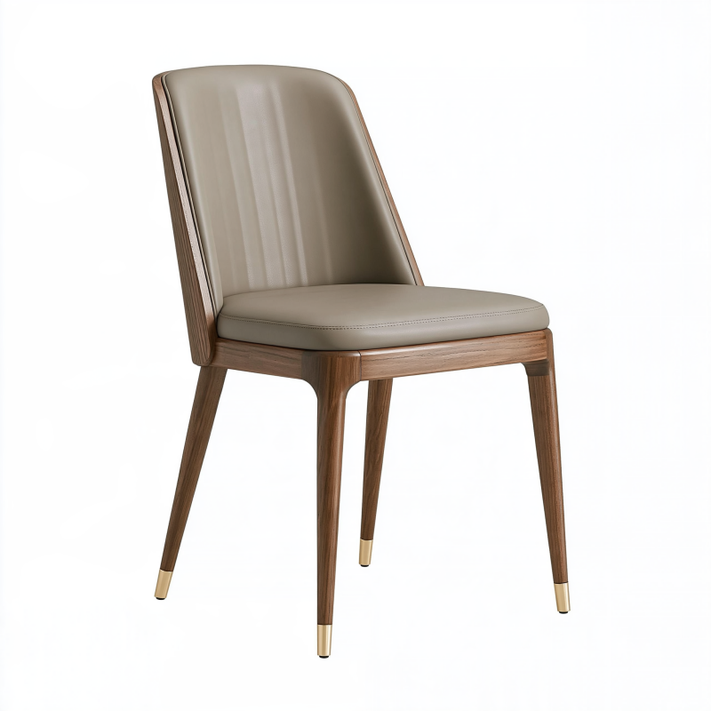 Chaise de salle à manger 50 x 58 x 84 cm en bois noyer taupe style contemporain