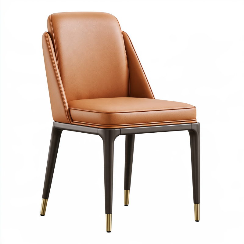 Chaise de salle à manger 55 x 60 x 85 cm aspect cuir marron style contemporain