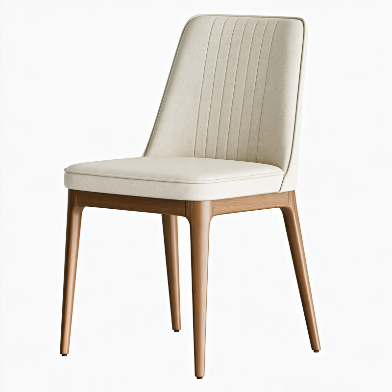 Chaise de salle à manger 48 x 58 x 88 cm en bois et tissu beige style contemporain