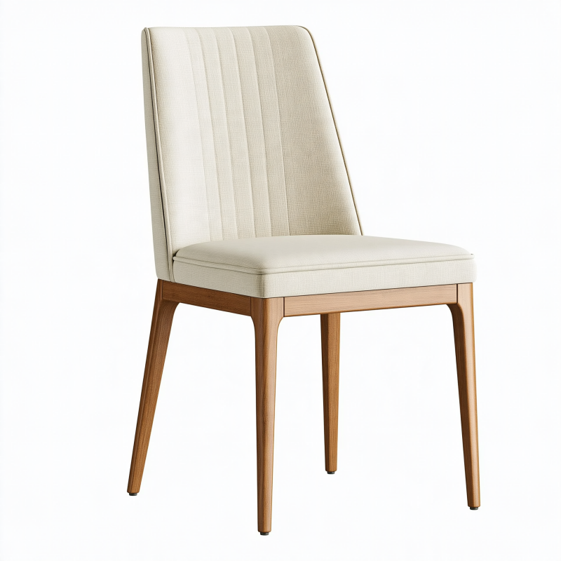 Chaise de salle à manger 48 x 58 x 88 cm tissu beige pieds en bois style contemporain