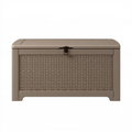 Coffre de rangement extérieur 120 cm x 55 cm x 60 cm en résine taupe avec couvercle à loquet