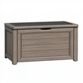Coffre de rangement extérieur 120 x 60 x 65 cm en résine taupe avec couvercle
