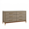 Commode 6 tiroirs 160 x 45 x 85 cm bois gris plateau blanc style contemporain